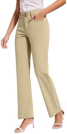 KICZOY Women Dress Pants Stretch Business Straight Leg with Pockets Wear to Work Casual 2026 Suitpants