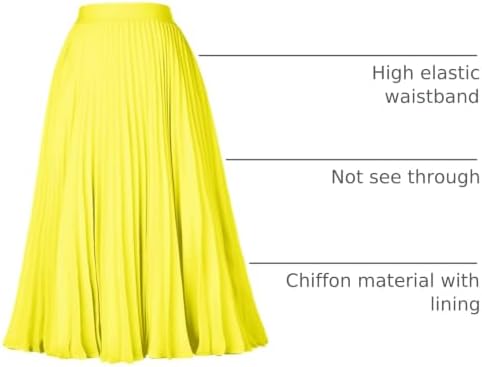 GRACE KARIN Pleated Midi Skirt for Women Chiffon A-Line Outfits