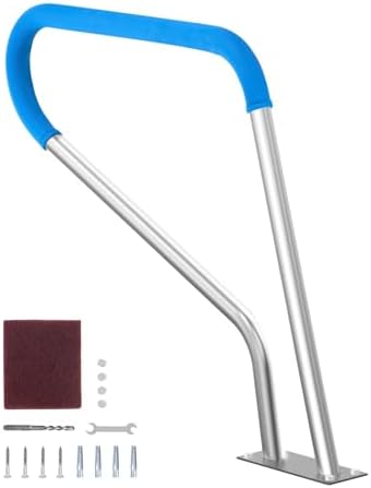 VEVOR Pool Handrail, 39 x 32 inch Pool Railing, Stainless Steel with Base Plate for Indoor/Outdoor Pools,Swimming Pool Safety Railing for Decks,Rust-Proof Grab Bar w/Grip Cover&Accessories for Spas
