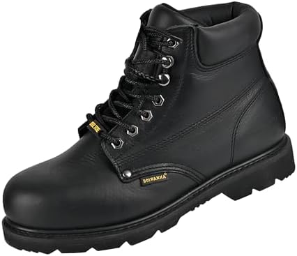 Work Boots for Men, Steel Toe, Leather, Oil, Slip and Heat Resistant Heavy Duty Wide Industrial & Construction Safety Boots, US 7-17 M & W
