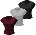 OYOANGLE Women's 3 Pack Business Casual Outfits Mock Neck Ribbed Tank Tops