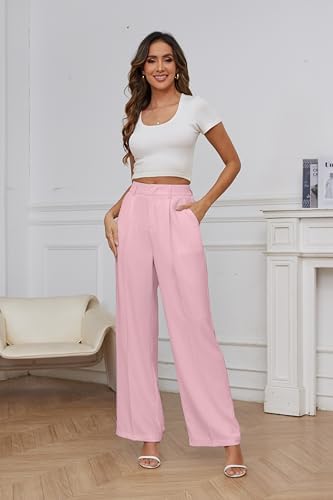FUNYYZO Wide Leg Dress Pants for Women Work Slacks Business Casual Outfits