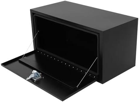 36 Inch Underbody Truck Box Steel Storage Tool Box,36 x 18 x 18 Tool Chest Organizer w/Lock and Keys For Pickup,Truck Bed, RV, Trailer,Heavy Duty Waterproof Black box