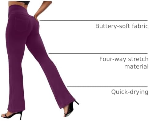 VOOVEEYA Women's Bootcut Leggings - Bootleg Yoga Pants Flare with 4 Pockets