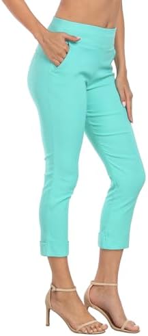 HDE Pull On Capri Pant for Women w/Pockets Elastic Waist Cropped Work Pant