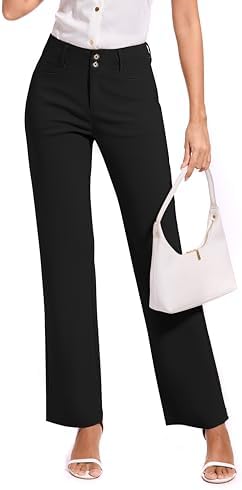 KICZOY Women Dress Pants Stretch Business Straight Leg with Pockets Wear to Work Casual 2026 Suitpants