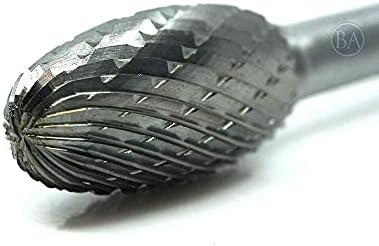 Benchmark Abrasives 6” Oval/Egg Shape Double Cut Tungsten Carbide Die Grinder Bits Metal Deburring Tool Rotary Burr, 1/4 Inch Shaft, Engraving Tool for Woodworking Shaping Carving (SE-5)