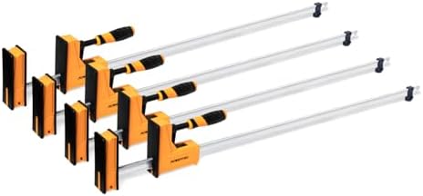 POWERTEC 71602-P2V, 4PK, 48" Woodworking Parallel Clamps Jaw Bar Clamp Spreader Tool