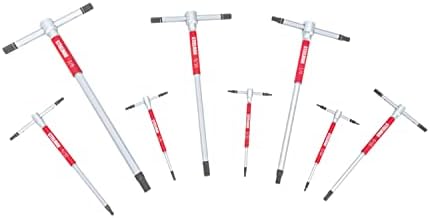 Steelman 8-Piece Standard T-Handle Allen Hex Key Wrench Set, Free Spinning Sleeves, Sliding Handle for Access, Precision Machined Tips, with Storage Tray, for Bicycle, Auto, Moto, Small Engine (42601)