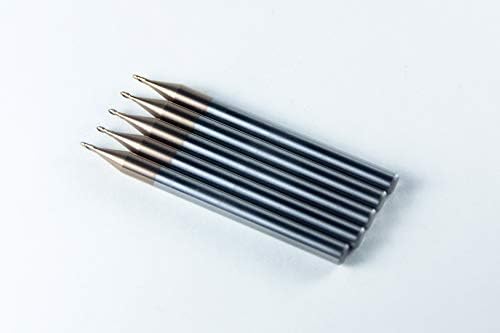 Carbide Ball Nose End Mill for CNC Machine Milling Tools, for Alloy Steels/Hardened Metals - 2 Flute - 55HRC TiAlN Coated (5Pcs, 1/32)
