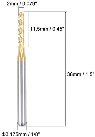 uxcell 10Pcs 2mm Titanium Coat Carbide End Mill Engraving Milling Cutter CNC Router Bits for PCB Machine, 1/8" Shank