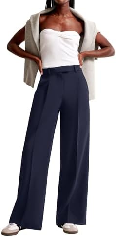 NIMIN Women Wide Leg Work Pants High Waisted Dress Trousers with Pockets