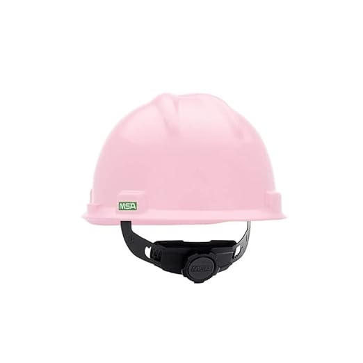 MSA 495862 V-Gard Cap Style Safety Hard Hat With Fas-Trac III Ratchet Suspension | Polyethylene Shell, Superior Impact Protection, Self Adjusting Crown Straps - Standard Size in Pink