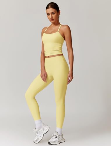 ABOCIW Workout Sets for Women 2 Piece Padded Sports Bra Tank Top High Waist Leggings Sets Gym Yoga Work Out Clothes