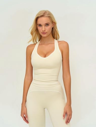 ABOCIW Two Piece Workout Sets for Women Racerback Tank Top Matching High Waist Wide Leg Yoga Pants Pilates Outfits