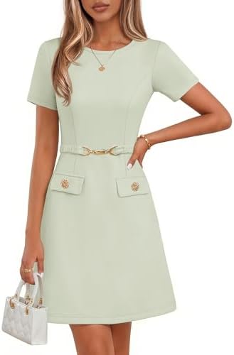 MEROKEETY Women's Summer Business Casual Work Office Mini Dress