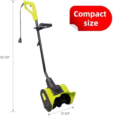 12-Inch Corded Snow Blower, Black & Green