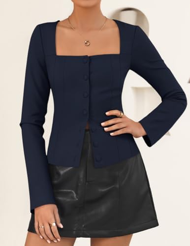 ZESICA Women's Business Casual Fitted Blazers Office Outfits