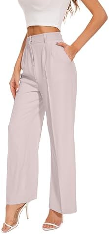 FUNYYZO Wide Leg Dress Pants for Women Work Slacks Business Casual Outfits