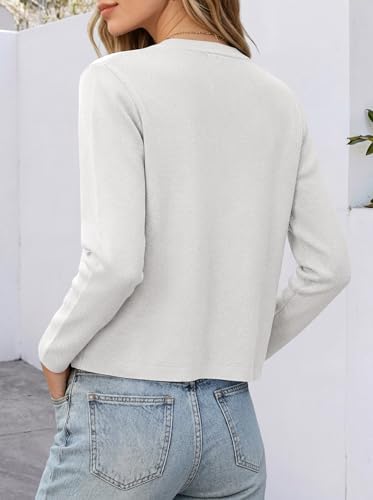 ANRABESS Women's Button Down Cropped Striped Cardigan Sweaters
