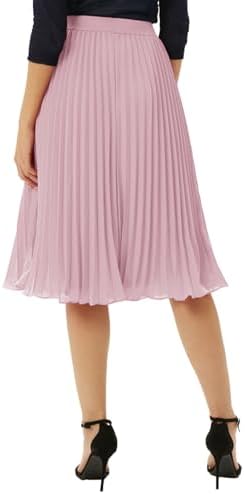 GRACE KARIN Pleated Midi Skirt for Women Chiffon A-Line Outfits
