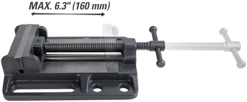 Strong Hand Tools 6.3" Heavy Duty Drill Press Vise, 3000 lb Clamping Force, Portable Bench Vise with Slotted Base, Hardened V-grooved Jaws, SBV388