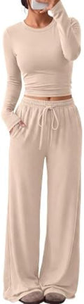 Trendy Queen Women's 2 Piece 2026 Fall Fashion Lounge Set with Pockets