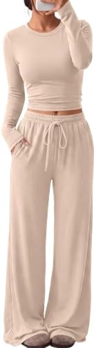 Trendy Queen Women's 2 Piece 2026 Fall Fashion Lounge Set with Pockets