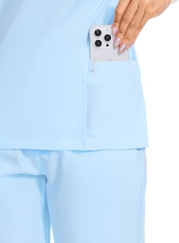 COZYFIT Scrubs for Women Set - Stretch V-Neck & Jogger Pant with 9 Pockets