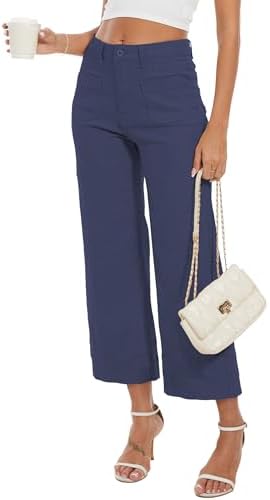 Wide Leg Jeans for Women Trendy High Waisted Flare Jeans Cropped Pants Stretchy Baggy