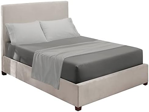 Nestl Twin Sheets Set - 3 Piece Twin Bed Sheets, Hotel Luxury, Extra Soft, Double Brushed Bedding for Twin Size, 2 Tone Grey/Silver Set, Grey Fitted Sheet, Silver Flat Sheet, Silver Pillow Case