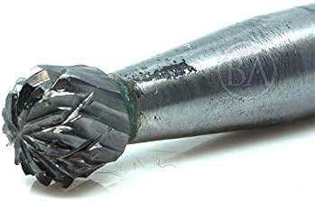 Benchmark Abrasives 6” Ball Shape Double Cut Tungsten Carbide Die Grinder Bits Metal Deburring Tool Rotary Burr, 1/4 Inch Shaft, Engraving Tool for Woodworking Shaping Carving (SD-1)