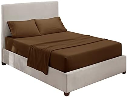 Hearth & Harbor Twin XL Size Sheets - 3 Piece Bed Sheet Set, Hotel Luxury Double Brushed Bed Sheets - Extra Soft Bedding Sheets & Pillowcases, Twin XL, Brown
