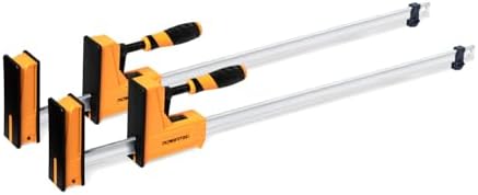 POWERTEC 72232 36-Inch Parallel Clamps for Woodworking | 90 Degree Heavy Duty Steel Bar Jaw Clamp Spreader Tool, 2PK