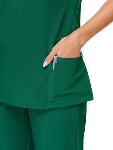COZYFIT Scrubs for Women Set - Stretch V-Neck & Jogger Pant with 9 Pockets