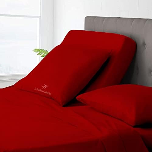 JS Sanders Collection Split Head Sheet Set King Size,Blood Red