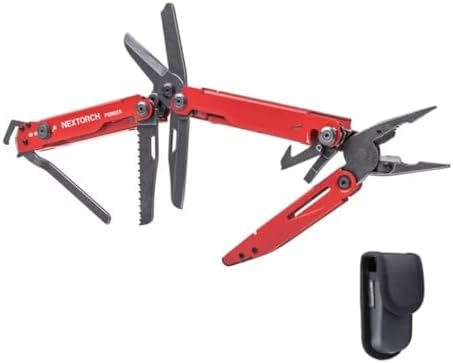NEXTORCH PIONEER MT20 14-IN-1 Multi-tools Full-Size,Versatile Multi-tool Set with Scissors Needle Nose Pliers Pocket Clip Multi-tool (RED with Glass Breaker)