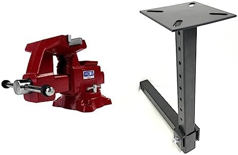 Wilton 676U Utility Bench Vise, 6-1/2” Jaw Width, 6" Jaw Opening (28820) & MAXXHAUL 80356 Hitch Mount Vise Plate/Holder (with Adjustable Height)