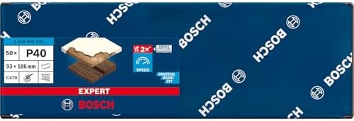 Bosch Professional 50x Expert C470 Sandpaper (for Hardwood, Paint on Wood, 93x186 mm, Grit 40, Accessories Orbital Sander)