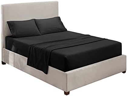 Hearth & Harbor Twin XL Size Sheets - 3 Piece Bed Sheet Set, Hotel Luxury Double Brushed Bed Sheets - Extra Soft Bedding Sheets & Pillowcases, Twin XL, Black