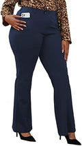 DGD Wrinkle-Free Stretch Dress Pants Plus Size for Women Pull-on Pant Ease into Comfort Office Pant