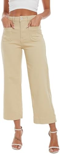 Wide Leg Jeans for Women Trendy High Waisted Flare Jeans Cropped Pants Stretchy Baggy