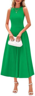 PRETTYGARDEN Women's Summer Pleated Midi Work Dress