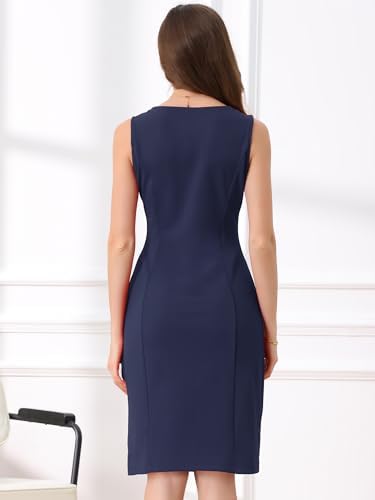 Allegra K Womens Work Sheath Dress Sleeveless Business Pencil Dresss