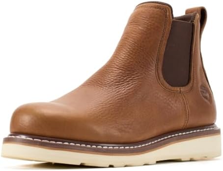 SUREWAY Men's 6-Inch Slip-On Chelsea Work Boots, Soft Toe Leather Boots