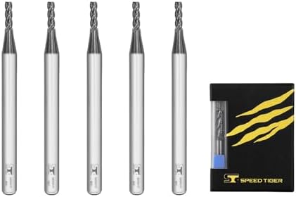 SPEED TIGER Micrograin Carbide Square End Mill - 4 Flute - ISE5/64 4T (5 Pieces, 5/64") - for Milling Alloy Steels, Hardened Steel, Metal & More – Mill Bits Sets for DIYers & Professionals
