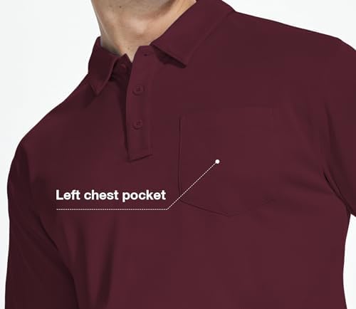 ZITY 5 Pack Polo Shirts for Men with Pocket Dry Quickly Short Sleeve Athletic Outdoor Work Collared Shirts