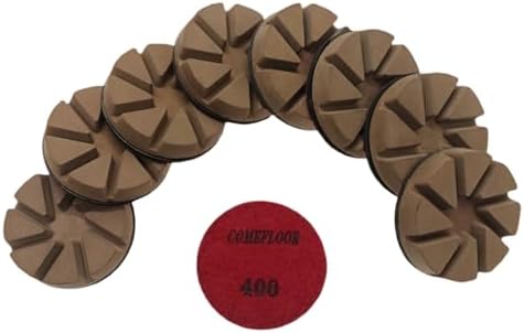 Hybrid Diamond Ceramic Polishing Pucks, Aggressive Concrete Terrazzo Floor Hook n Loop Grinding Pads, 3 Inch Long Using Life Transitional Discs,400# 9PCS