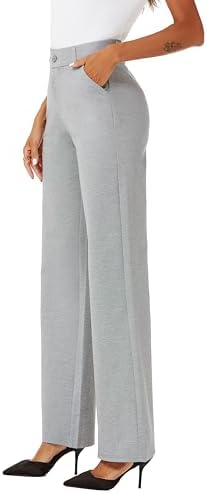 iChosy Womens High Waist Wide Straight Leg Trousers Casual Slacks Dress Pants with Pockets