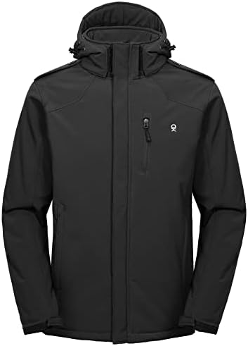Little Donkey Andy Men's Warm Sherpa Lined Winter Softshell Jacket Windproof Mountain Ski Snow Coat with Removable Hood